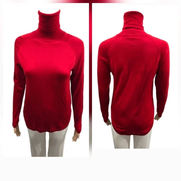 CELINE Japan Red 100% Wool Turtleneck Sweater Phoebe Philo Era Size XS/S - Picture 6 of 9
